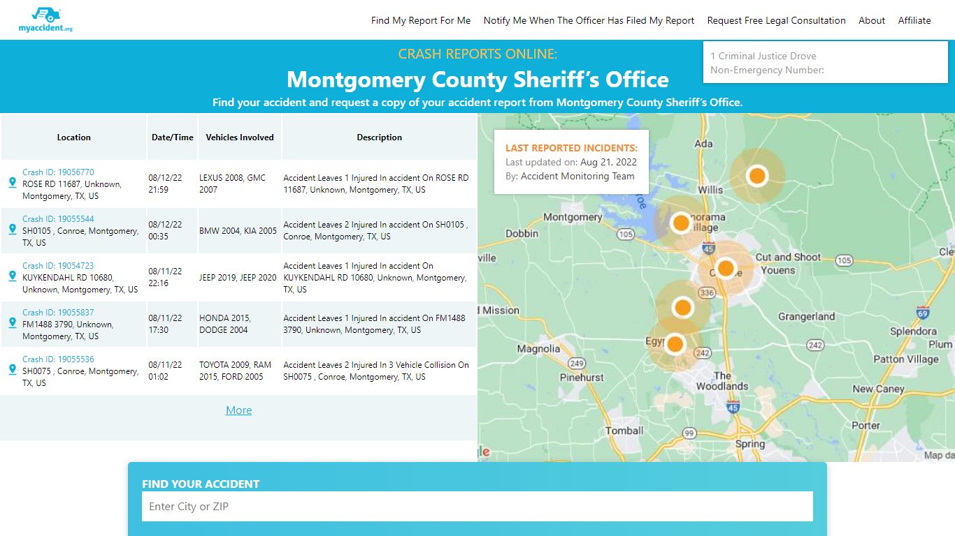 Online Crash Reports for Montgomery County Sheriff’s Office