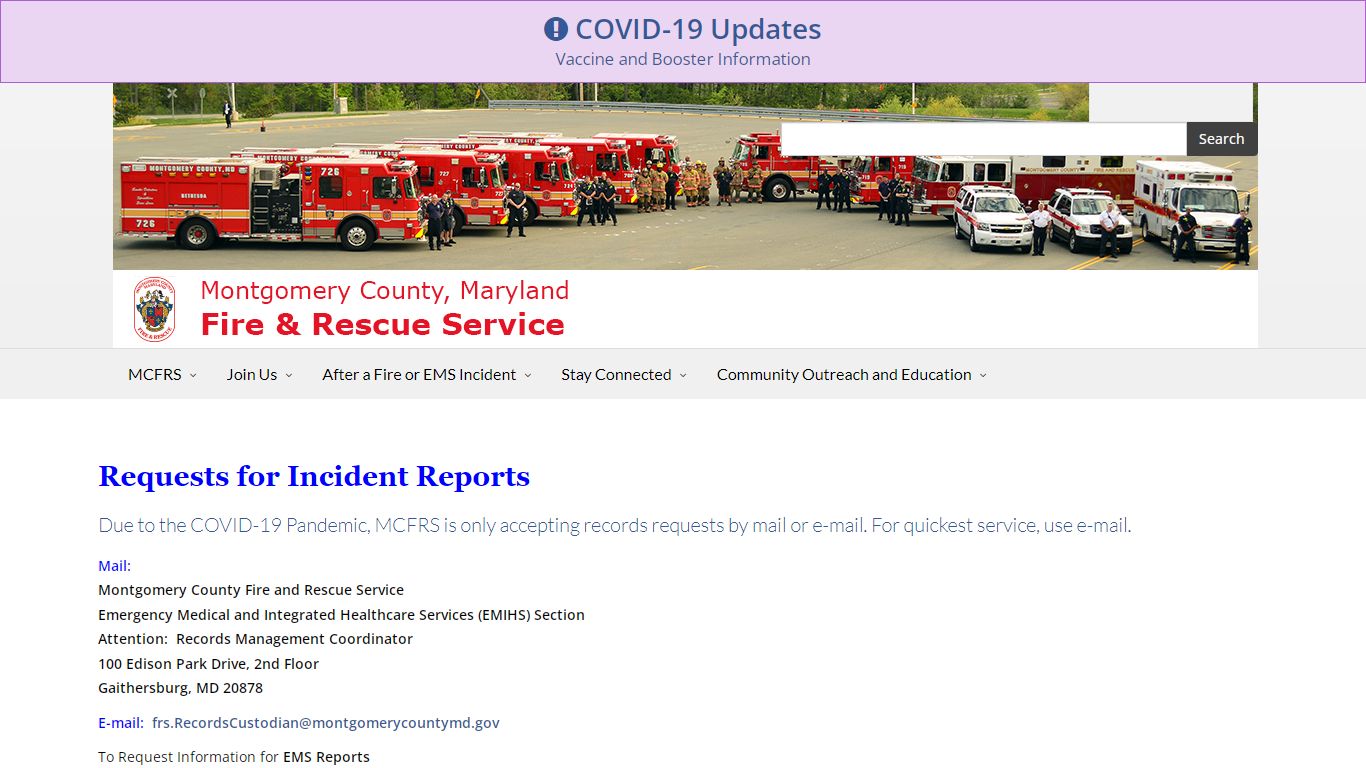 MCFRS - Request an Incident Report - Montgomery County, Maryland